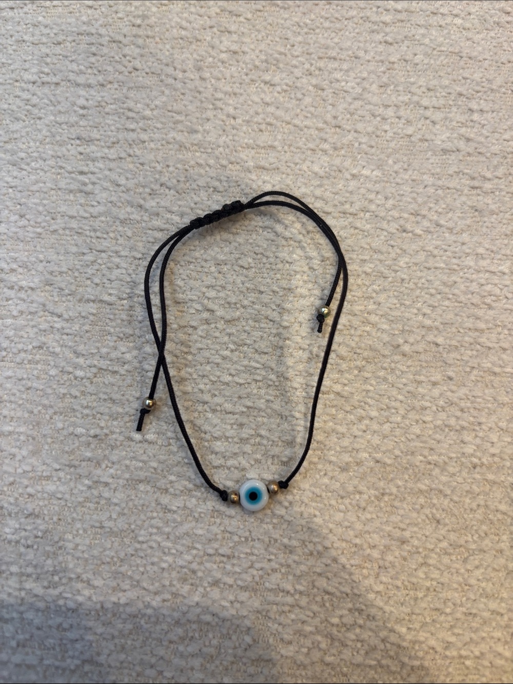 Evil Eye Bead Adjustable Black Cord Bracelet - Blue